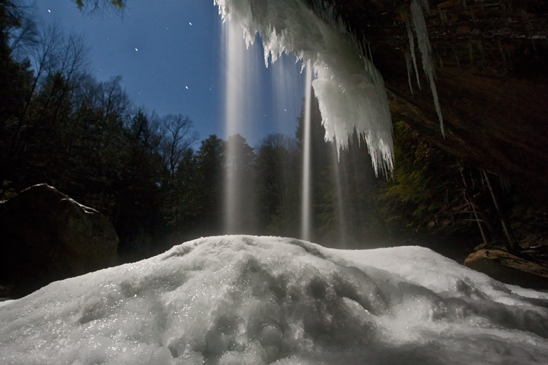Full Moon Ice Fall Hocking Hills State Park Ohio