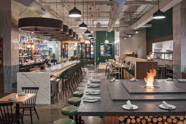 KONA Grill Bridge Park Fire Table Interior Design Photography Columbus Ohio